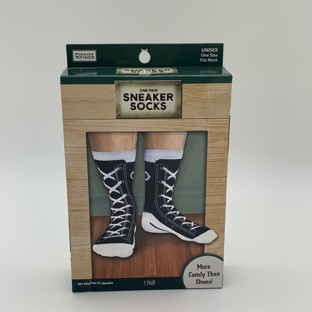 Unisex Fashion Black & White Shoelace Sneaker Socks OS More Comfy Than Shoes BN